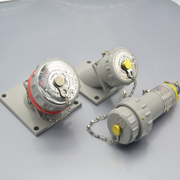 加工定制防爆插头斜插式插座移动房外电缆插头铝合金外壳防尘防水