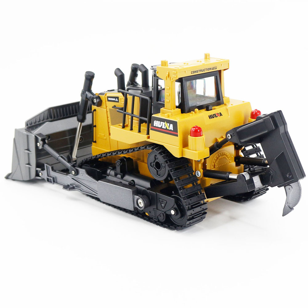 汇纳1569遥控重型推土机合金履带1:16工程车9通道电动铲车玩具