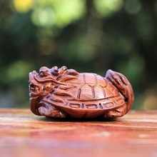 老挝花梨木 酸枝木雕手把件 瑞兽龙龟 木质挂件工艺品送黑绳木雕/