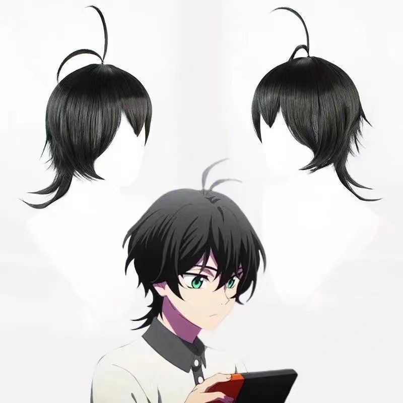无限滑板 miyacos 知念实也动漫假发反翘易造型 黑色短发发尾拖尾