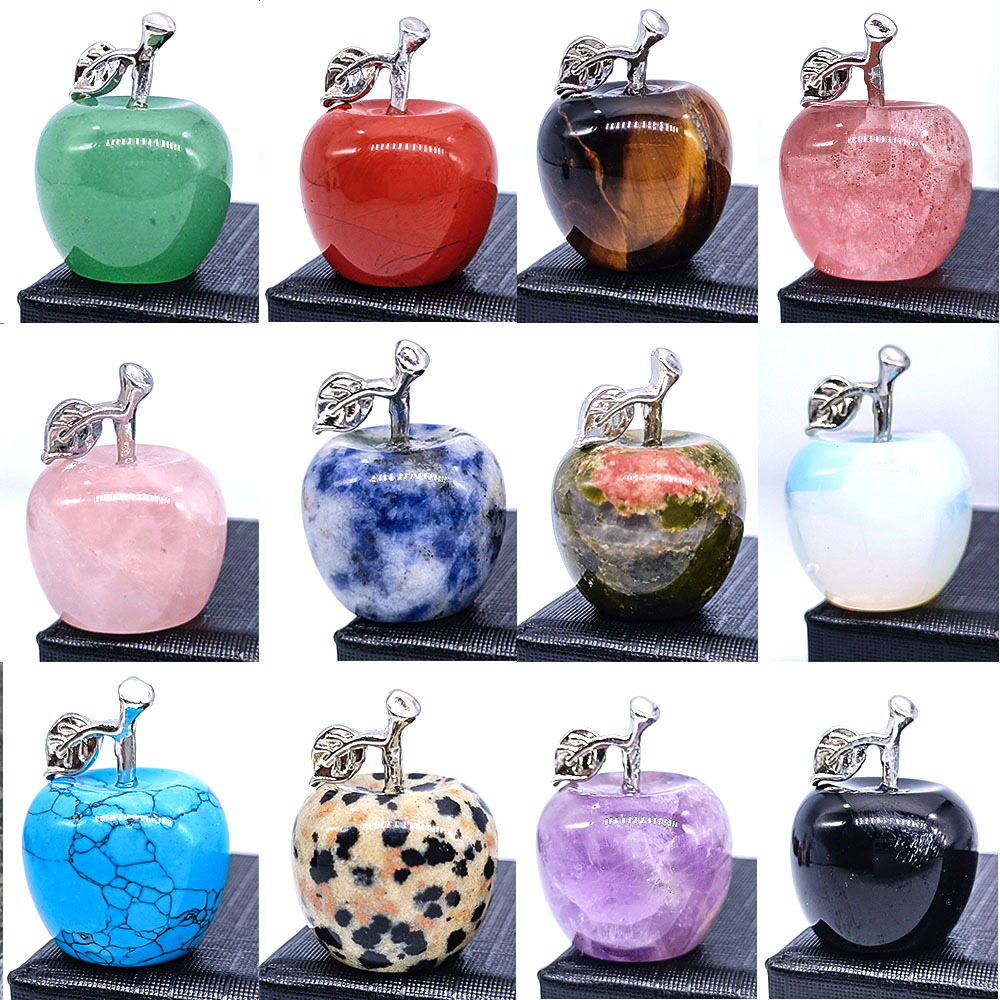 Natural Stone Natural Crystal Jade 12 Color Apple Small Ornaments Mixed Color Colorful Christmas Eve Christmas Gift