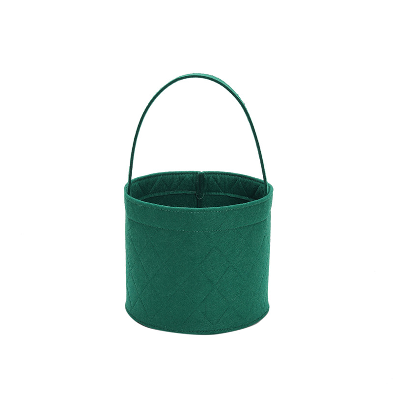 Korean Style Popular Felt round Small Bucket Bag Women's Bag 2023 Spring Fashion Sweet Rhombus Embossed Handbag