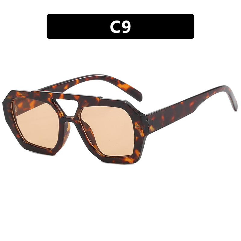 Cross-Border European and American Double Beam Irregular Sunglasses 2023 New Retro Stylish Sunglasses Internet Celebrity Fashion Sunglasses