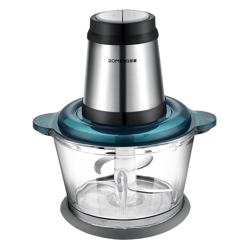 工厂批发oem多蒙玻璃2l绞肉机 家用不锈钢碎菜机打蒜绞馅料理机