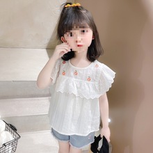 女童短袖T2024夏季新款韩版纯夏装洋气t恤棉宝宝衬衫儿童上衣薄款