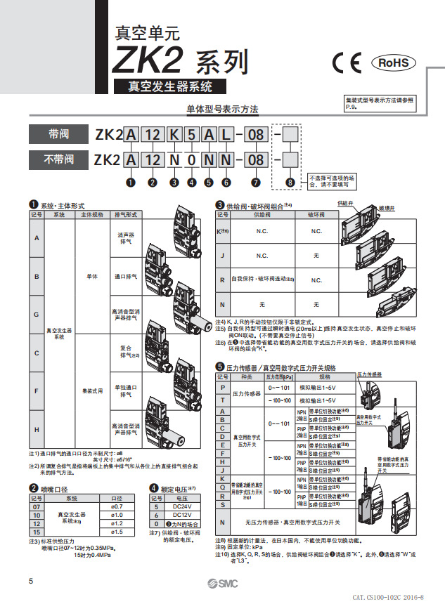 smc真空发生器zk2a07k5al-06 zk2a10k5nl2 zk2a12k5al-08 zk2a15k