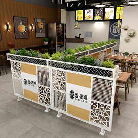 不锈钢餐厅屏风隔断高2米2休闲区厂房隔断柜售楼部半高滑轮餐厅用