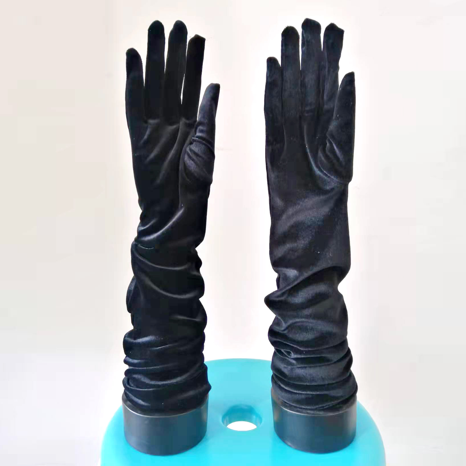 新款黑色加长丝绒手套 婚纱派对晚礼服外贸手套 婚庆礼仪拍照手套