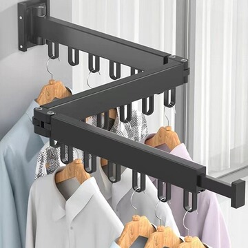 折叠晾衣架晒衣架隐形伸缩晾衣杆壁挂晾晒架家用室外阳台晾衣神器