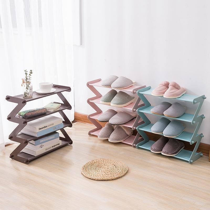 Xiaohongshu Same Style Ins Shoe Rack Simple Shoe Cabinet Shoe Storage Floor Combined Foldable Vertical Shoe Rack