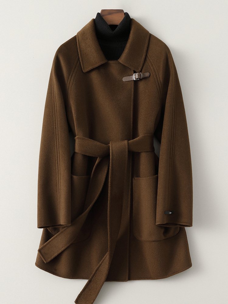 2024春季新款双面呢羊毛大衣女短款高级感美拉德小个子毛呢大衣女