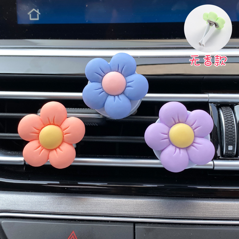 Car Aromatherapy Vent Jasmine Scented Green Tea Car Perfume Cute Xuan Ya Small Flower Orange Blue Purple Car Interior Decoration Aromatherapy