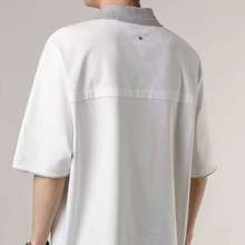 2024夏季撞色短袖T恤男美式潮牌宽松休闲设计感五分袖Polo衫