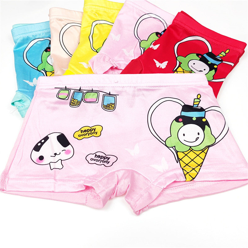 儿童内裤女童内裤平脚裤卡通小甜筒印花牛奶丝批发外贸小孩内裤