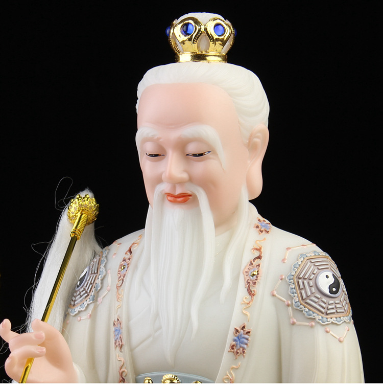 汉白玉石鸿钧老祖神像居家供奉家用黄玉树脂佛像彩绘客厅祝福摆件