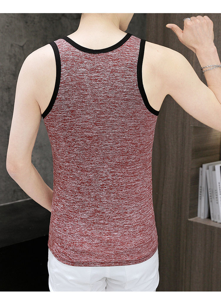 夏季背心男韩版修身汗背心男士健身运动打底男装撞色弹力夏天坎肩