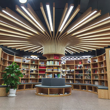 现代创意弧形网红图书馆 环形满墙落地格子柜 儿童阅读区展示书架