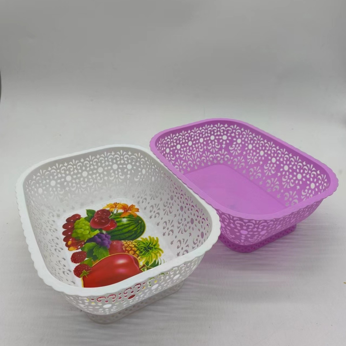 creative plastic hollow fruit basket fruit plate snack melon seeds flat plate fruit drop fruit basket washing vegetable basket drain basket