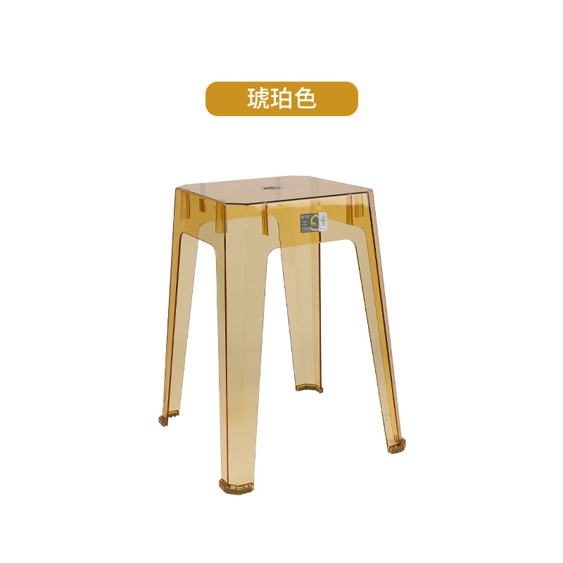 Factory Wholesale Ins Style Transparent Pet Square High Stool 2793 Bathroom Stool Dining Chair High Stool