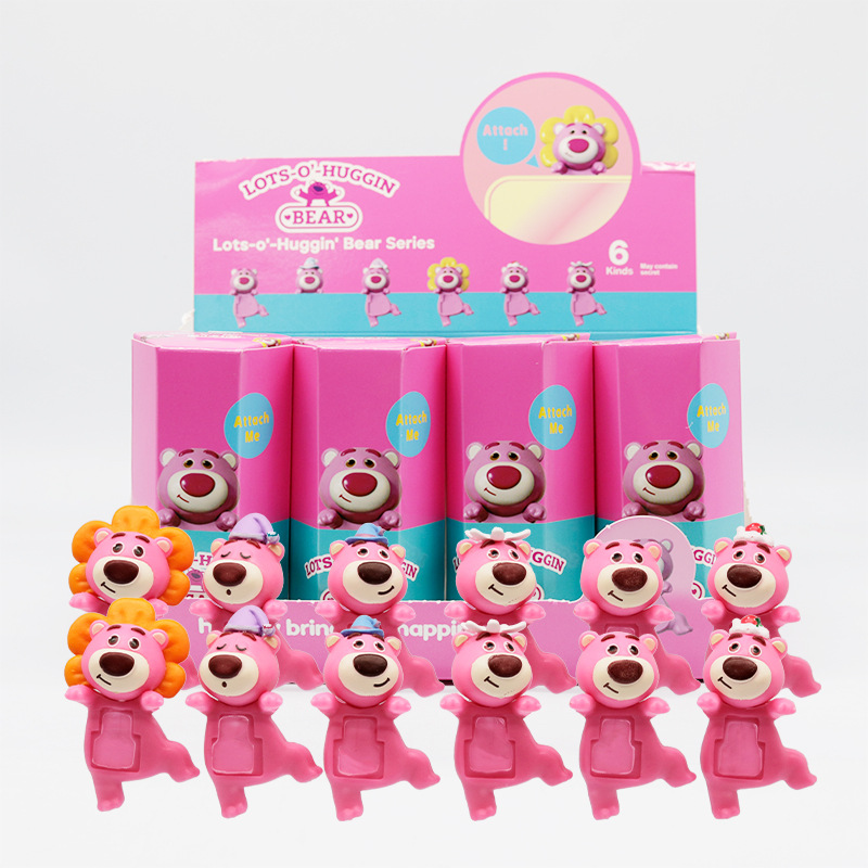 foreign trade hot sale lying strawberry bear strawberry bear lying series tide play vehicle-mounted mobile phone computer display screen decoration