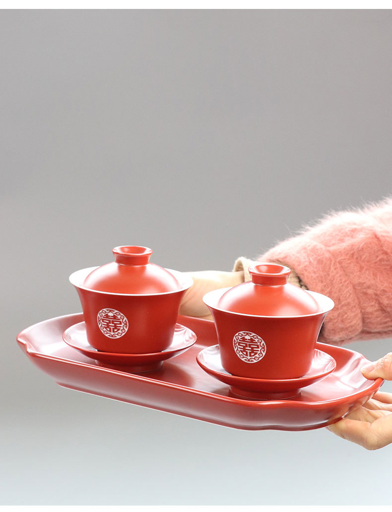 庆婚敬茶杯陶瓷喜杯套装新人结婚礼物婚口敬茶杯改礼用品大全