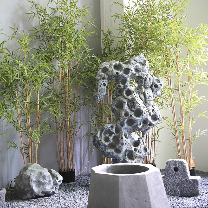 景观石仿真石头室内造景软装工艺品装饰摆件假花拍照道具人造花束