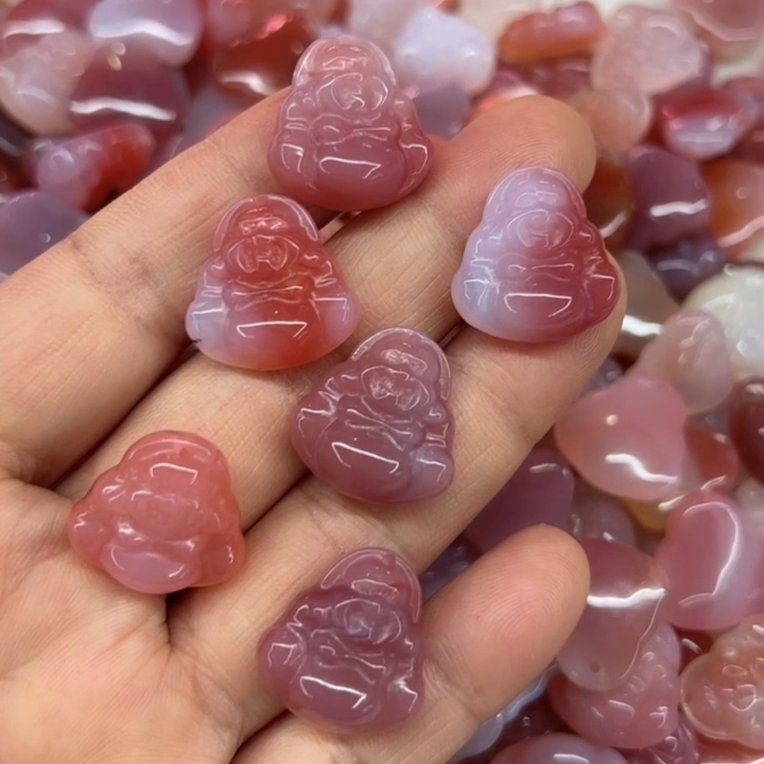 天然盐源玛瑙笑佛佛公挂饰吊坠 diy配饰挂饰滴溜抖音小红书批发