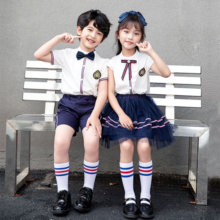 幼儿园园服夏装六一儿童校服夏季学院风演出服小学生毕业班服套装