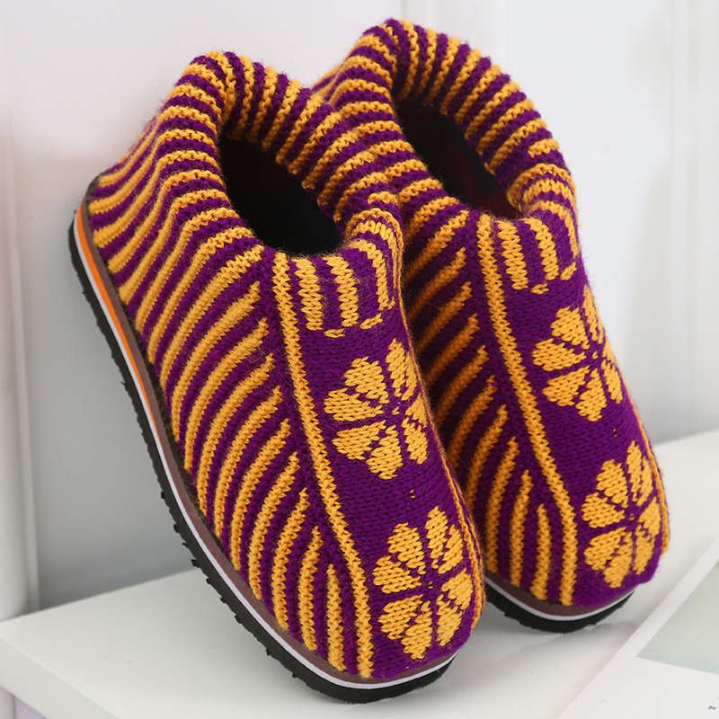 秋冬季手工上线毛线棉鞋 多种花型可选 孺子牛鞋底防滑耐磨