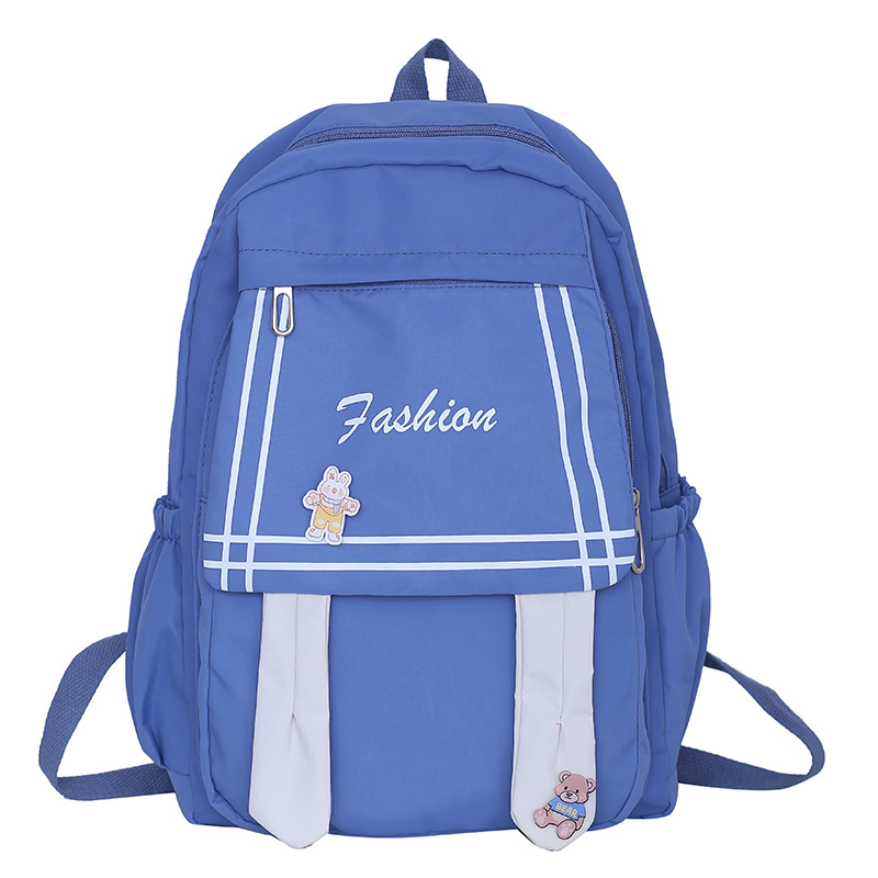 Foreign Trade Fashion University Style Leisure Schoolbag Female Backpack Primary School Student Junior High School High School Cute Ins Style Rabbit Ear Backpack