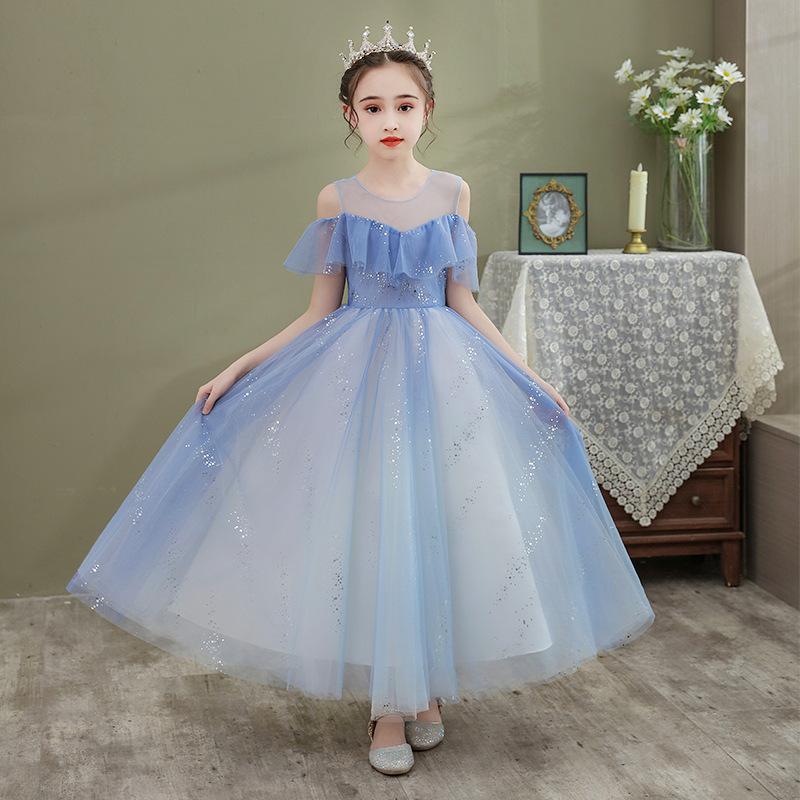 儿童晚会礼服公主裙钢琴礼服女童洋气蓬蓬纱生日女孩走秀晚礼服秋