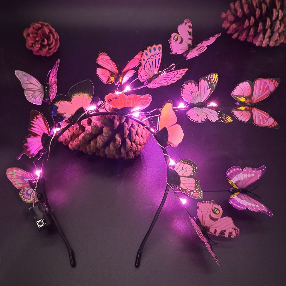 Amazon Luminous Headband Christmas Butterfly Headband Concert Headdress Scenic Spot Night Market Tourist Landscape Supply