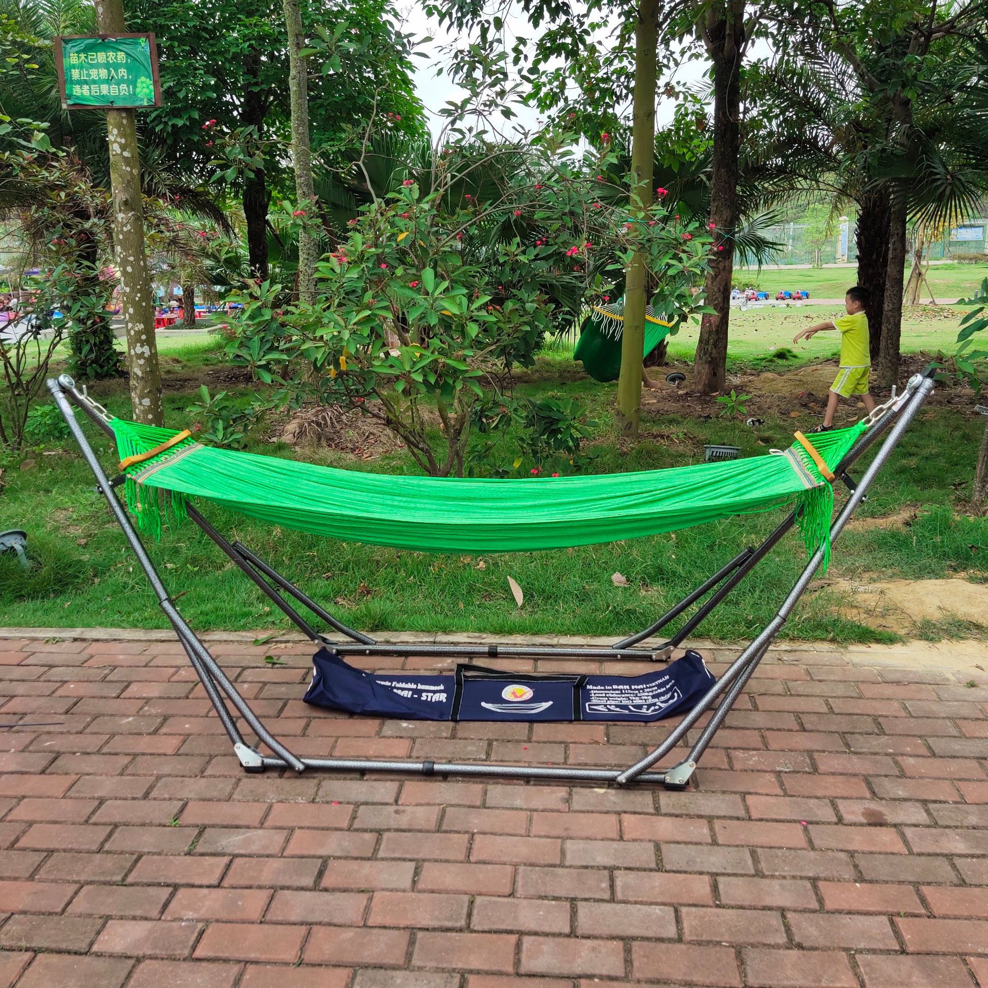 越南进口黑精钢banmai折叠吊床网床户外休闲床摇床摇椅 整套