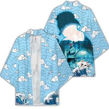 2021亚马逊新品 鬼灭之刃蓝色白云款和服披风外套睡衣开衫直销