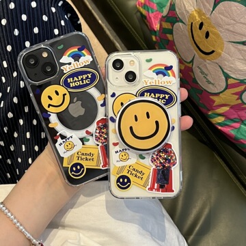 个性标签笑脸创意ins风手机壳磁吸支架套适用iphone15/14pm/13pro