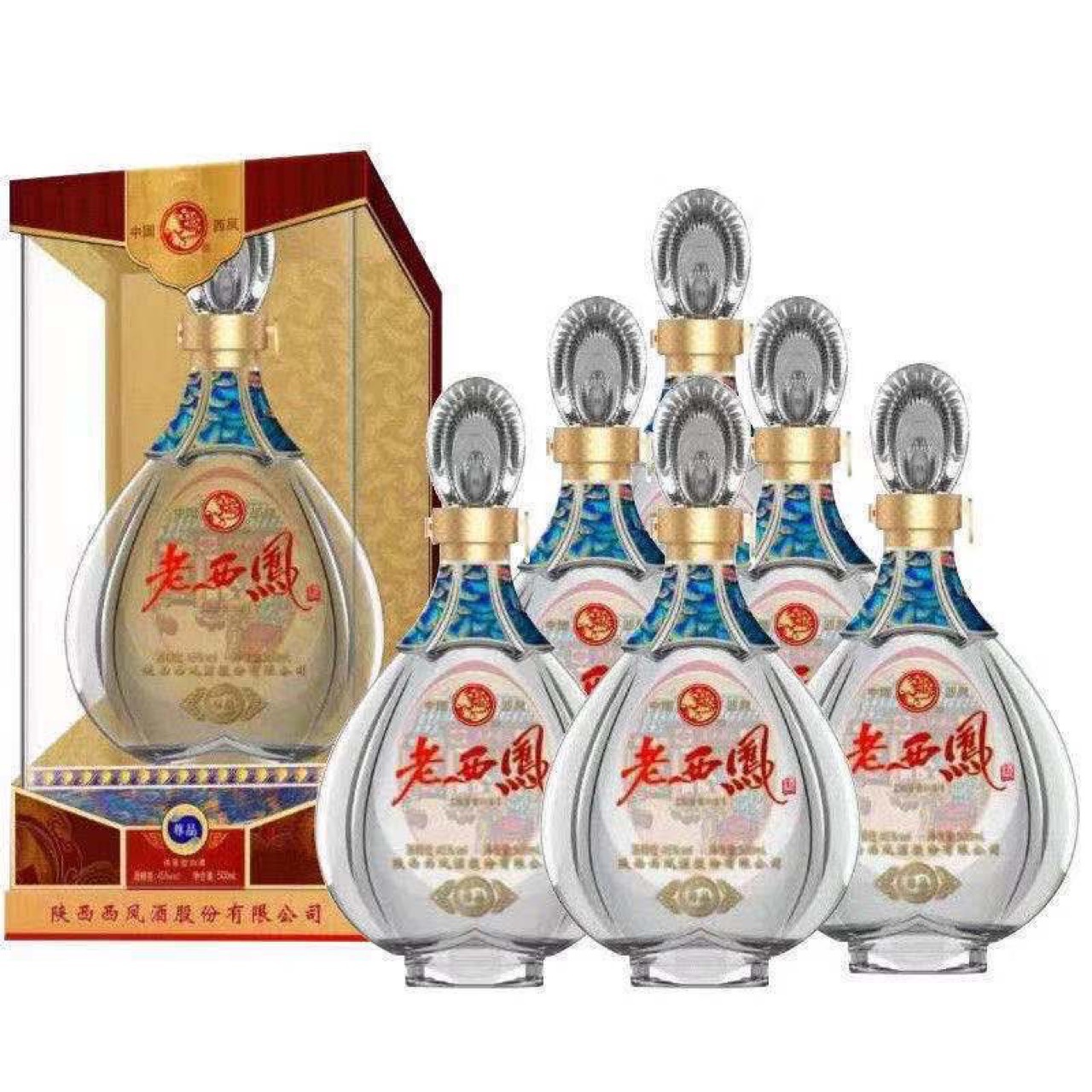 西凤酒45度整箱6瓶老西凤尊品浓香型白酒礼盒装送礼婚宴