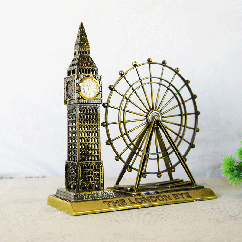 Special Offer British Style Ferris Wheel Big Ben Combination Metal Crafts Model Creative Home Decoration Ornaments