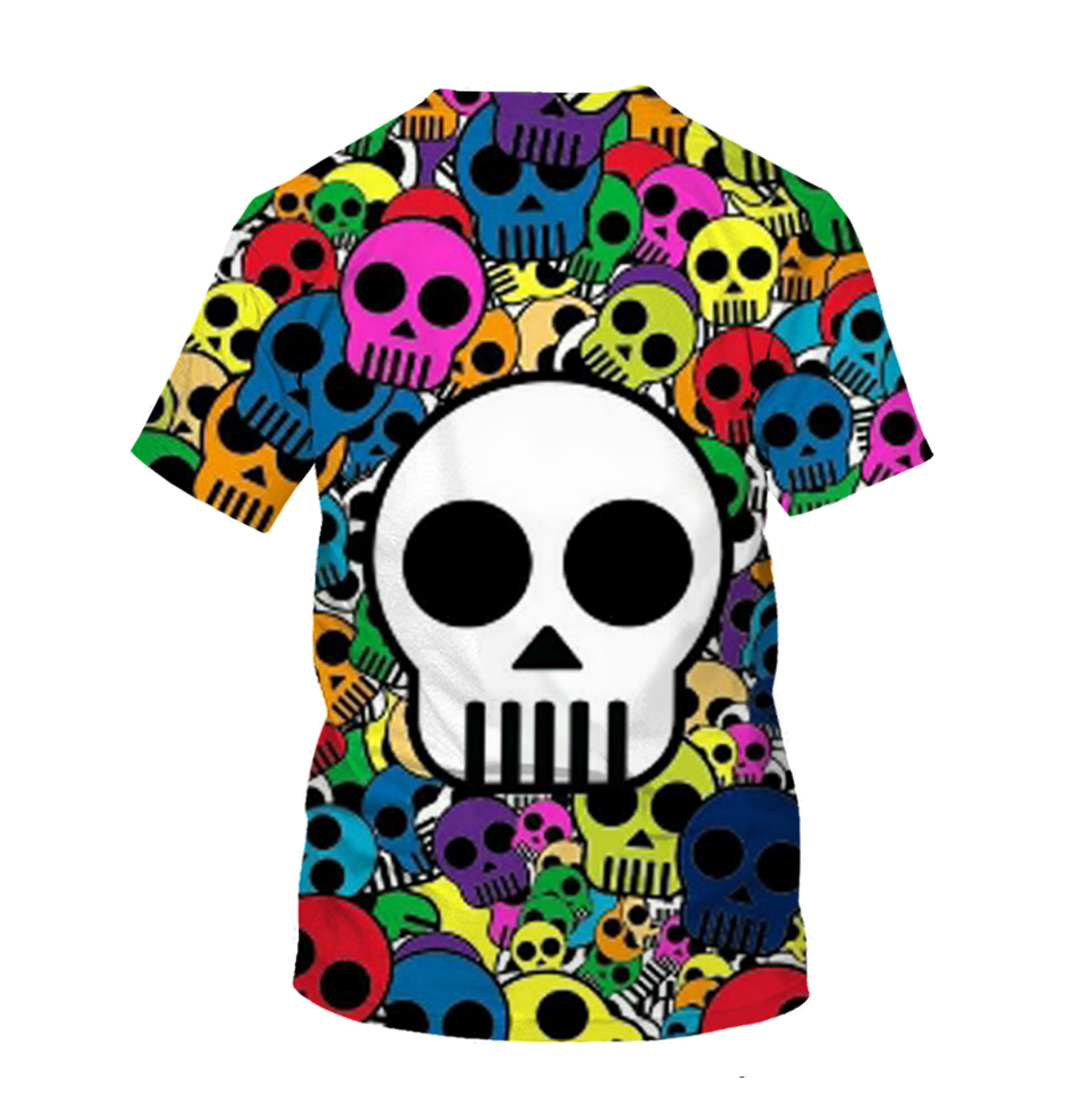 夏季短袖t恤男女圆领宽松码潮流骷髅图案半袖打底衫厂家来图定制