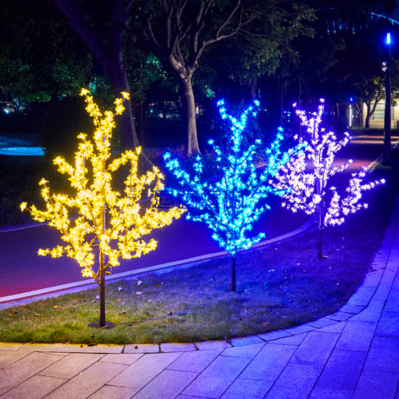 户外仿真樱花景观庭院树灯圣诞树节日装饰彩灯led发光树灯