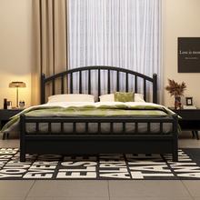 卧室全实木床黑色家用1.8m双人床现代简约储物床1.2米单人ins