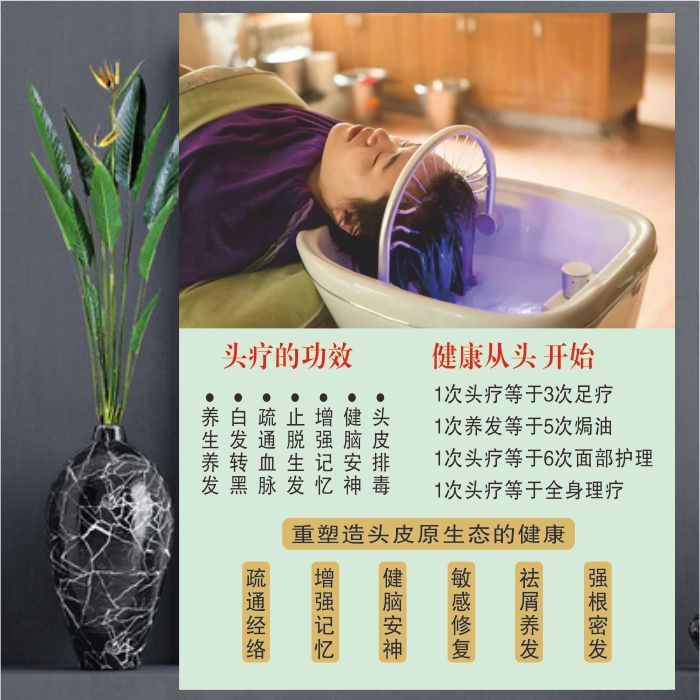 美发店洗头区墙纸洗发区美容院头疗图片特色背景墙头疗店布置贴画