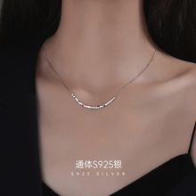 S925纯银小方块项链女夏2022年新款轻奢小众设计感高级2021锁骨链
