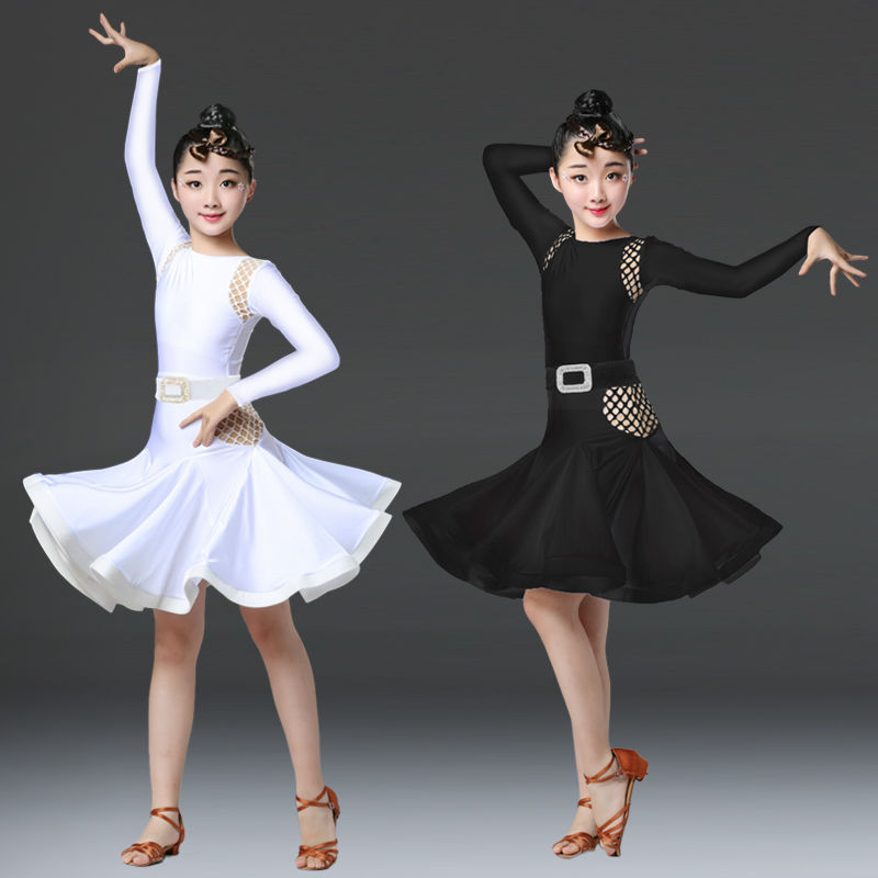 儿童拉丁舞蹈服装女童连体拉丁舞裙练功服少儿女孩考级演出舞蹈服