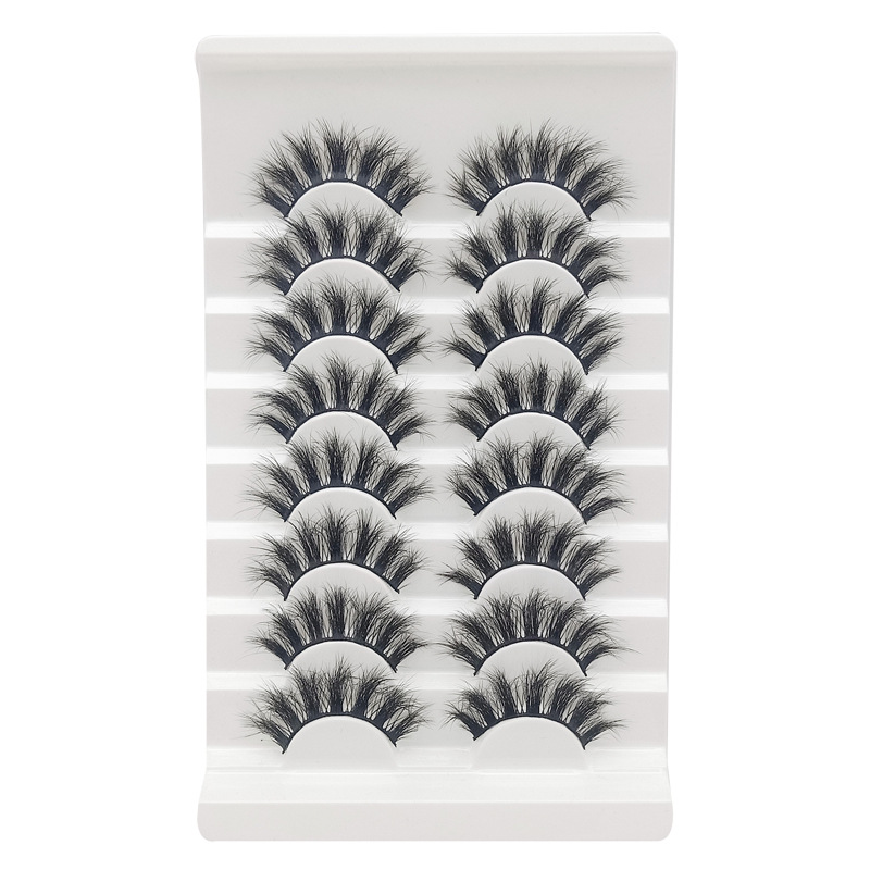 Cross-Border New Arrival Eight Pairs of Black Thick Curl False Eyelashes Handmade Eyelash in Stock Wholesale