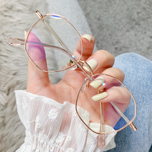 2021新款复古插芯镜腿小框金属平光镜轻盈近视眼镜架网红装饰眼镜