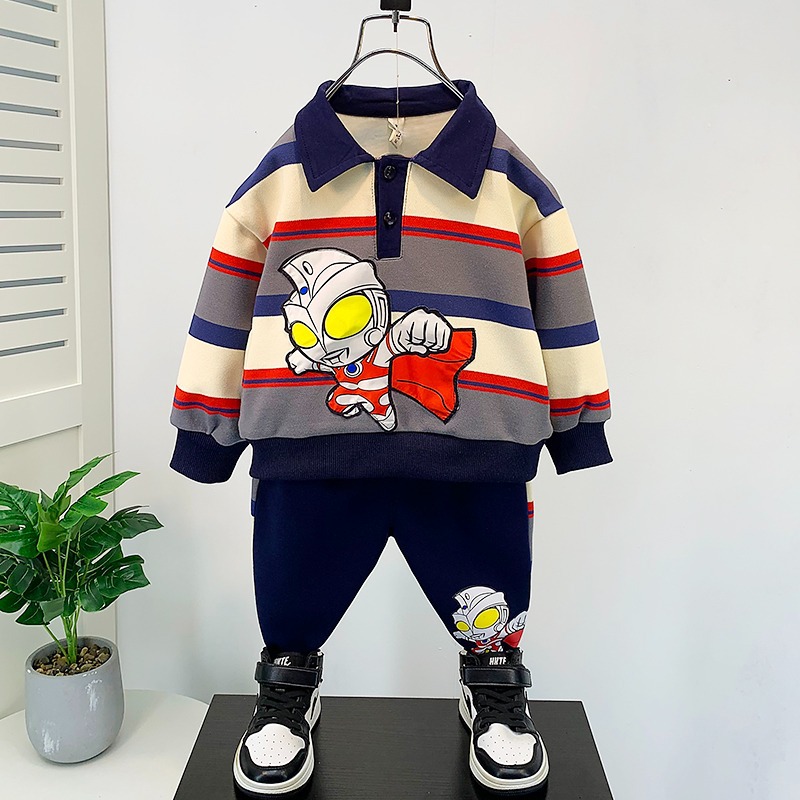 奥特曼衣服男童春季套装2024新款儿童秋装帅气潮装童装小宝宝卫衣
