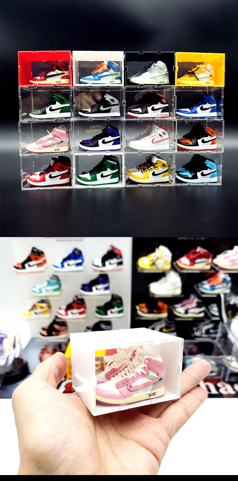 迷你亚克力aj鞋模3d立体球鞋透明陈列小鞋盒鞋墙车载潮流家居摆件
