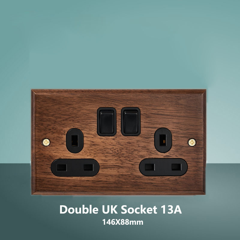 出口外贸美式黑胡桃实木复古开关面板黄铜拨杆仿古个性创意艺术