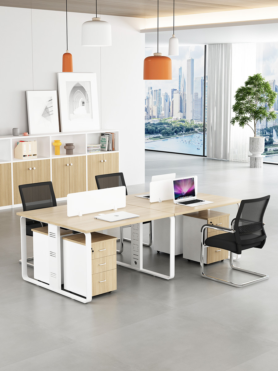 职员办公桌椅组合简约现代4人位6员工电脑隔断屏风桌子办公室家具