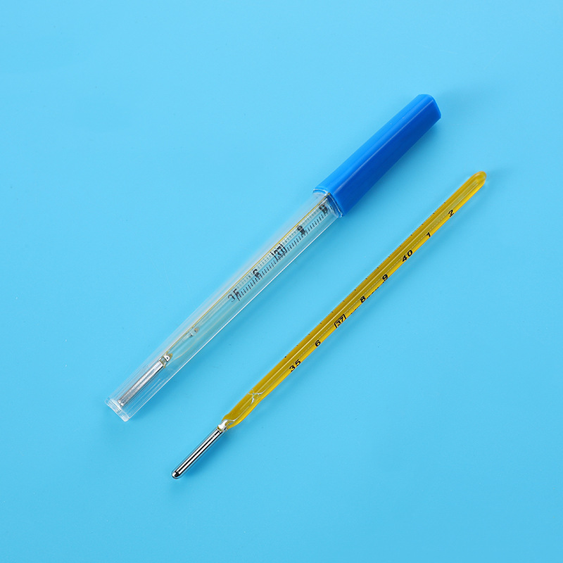 水银温度计温度表玻璃黄背外贸跨境thermometer三角型棒式体温计